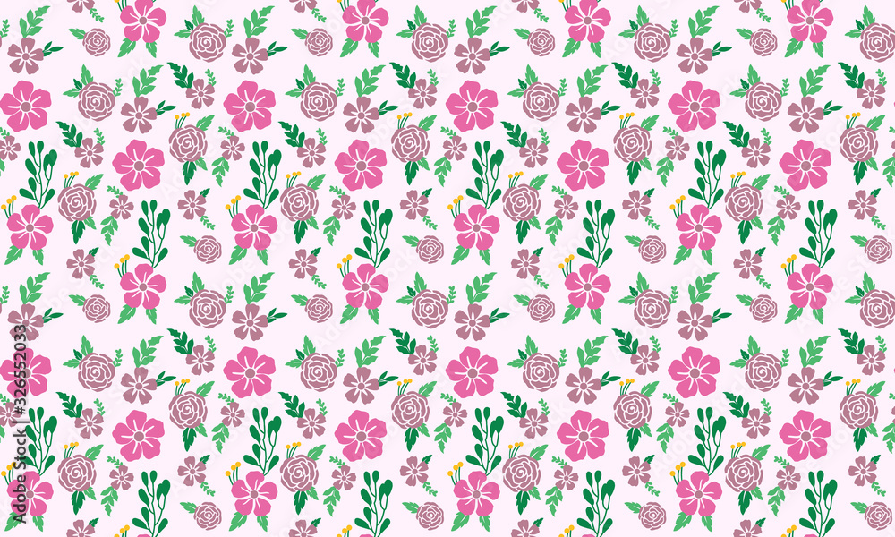 Cute flower spring design, with leaf and flower pattern background.