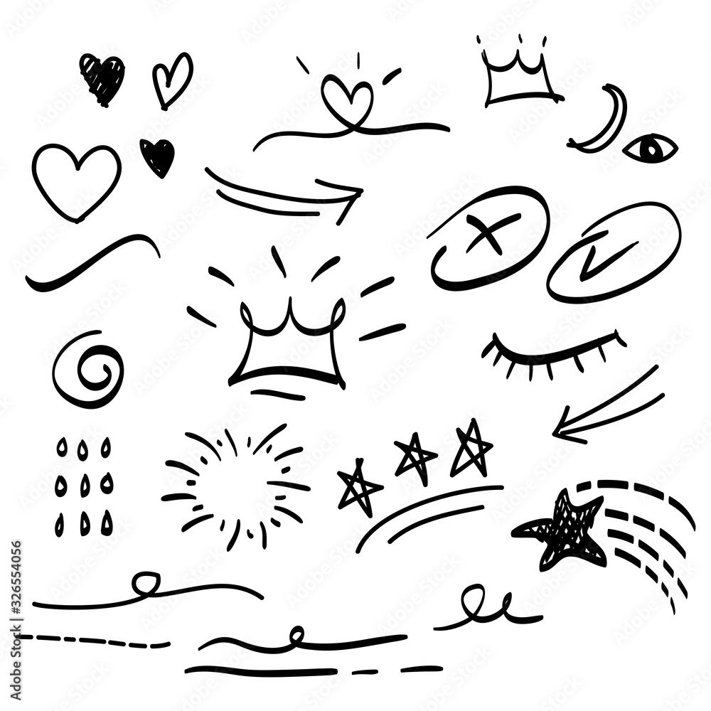hand drawn set of abstract doodle elements. use for concept design. isolated on white background. vector illustration hand drawn set of abstract doodle elements. use for concept design. isolated on white background. vector illustration