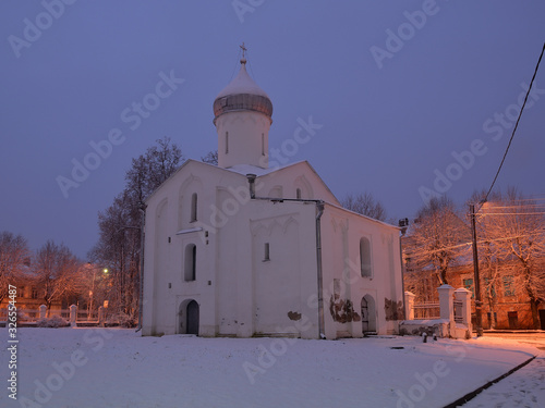 Veliky Novgorod. Procopius Church 1529 Yaroslavovo Courtyard. Winter view photo