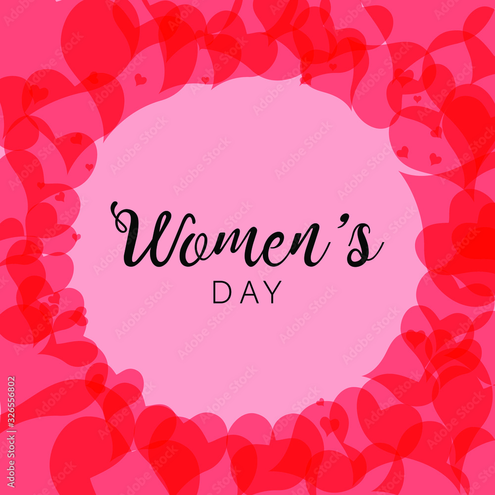Women's Day black isolated text on a red background. Design elements for prints, web pages, invitation, gift and greetings card, banners and templates