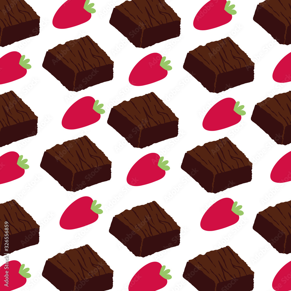 sweet brownies with strawberries pattern