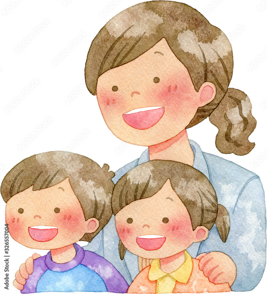 子供たちの肩に手を置く女性 Stock イラスト Adobe Stock