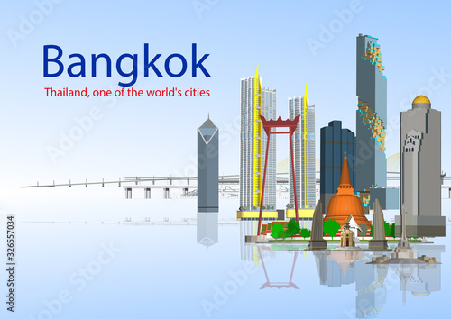 Bangkok city with tall buildings and beautiful temples