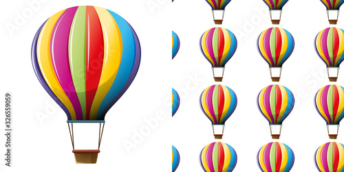 Seamless background design with hot air balloons