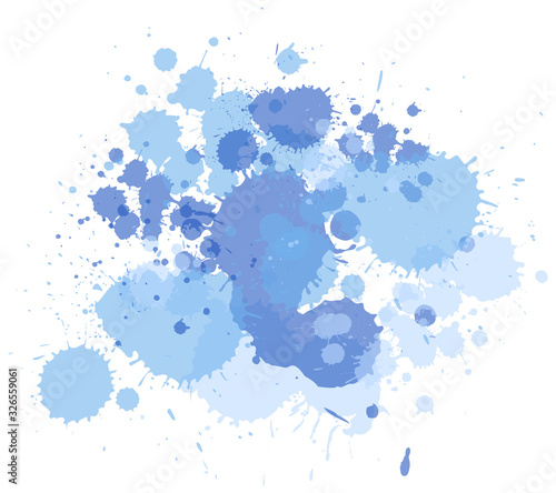 Watercolor splash in blue on white background