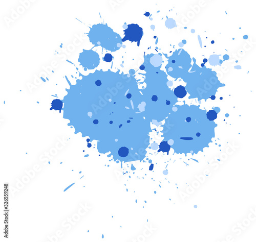 Watercolor splash in blue on white background