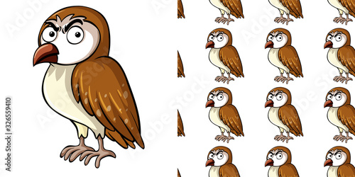 Seamless background design with angry owl