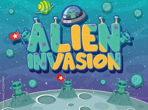 Poster design with alien invasion theme