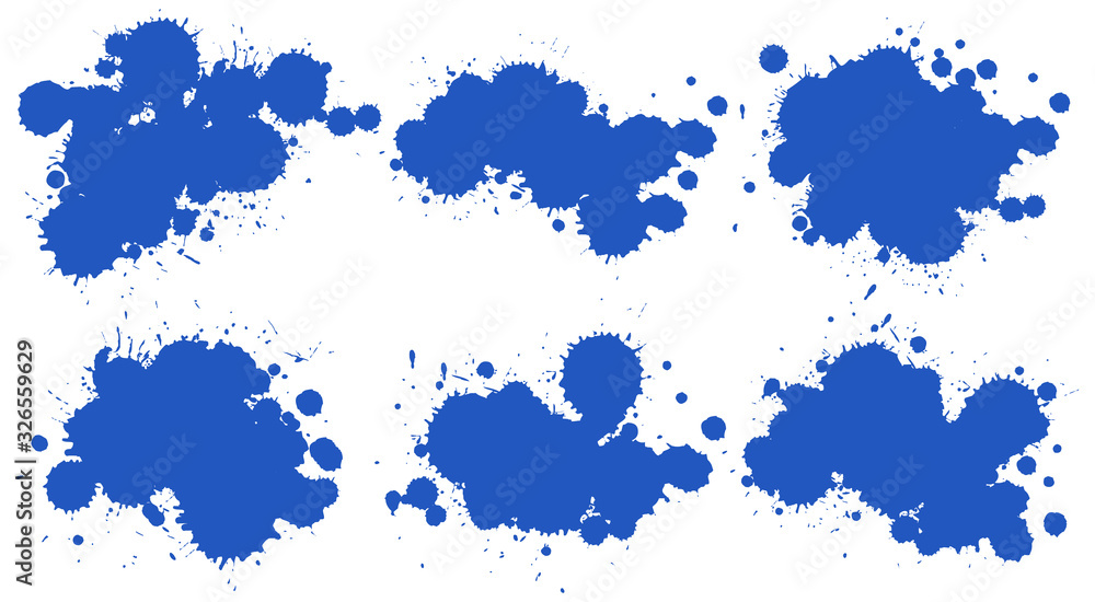 Fototapeta premium Watercolor splash in set of blue on white background