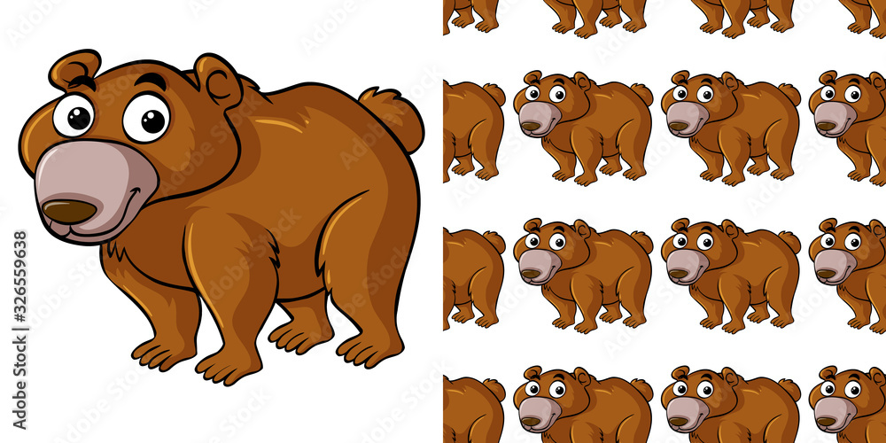 Fototapeta premium Seamless background design with grizzly bear