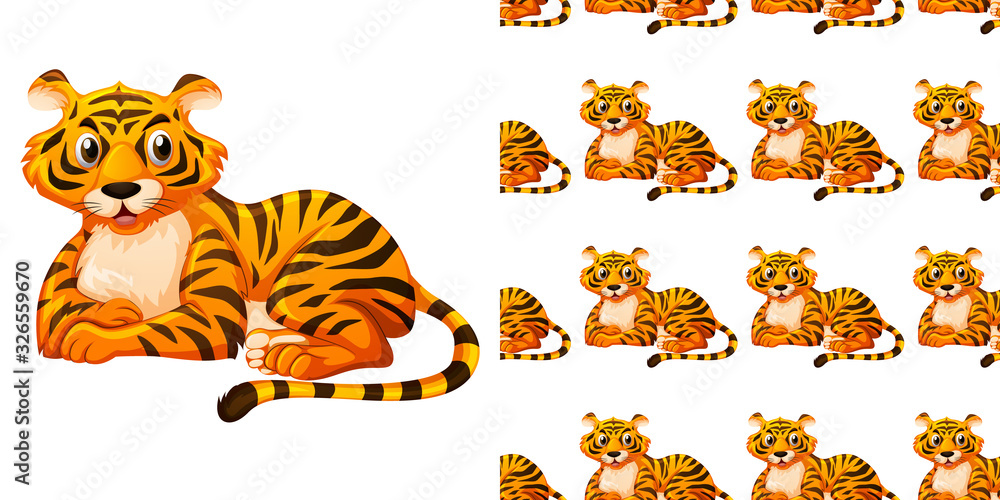 Obraz premium Seamless background design with cute tiger