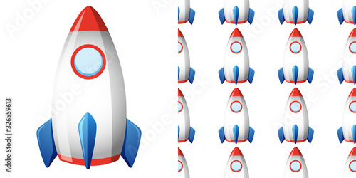 Seamless background design with rocketship