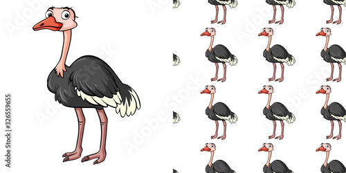 Seamless background design with cute ostrich photo