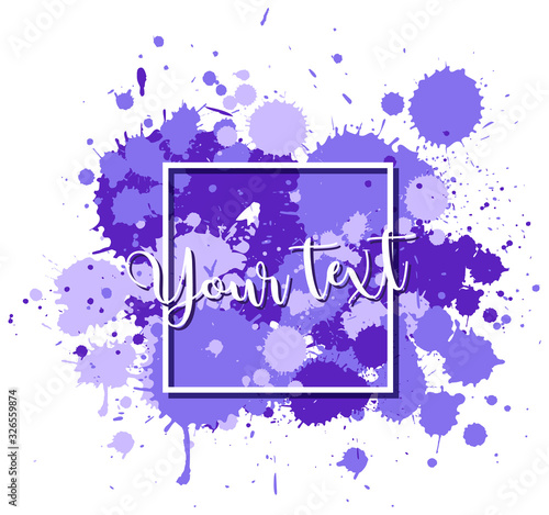 Background design with watercolor splash in purple on white background