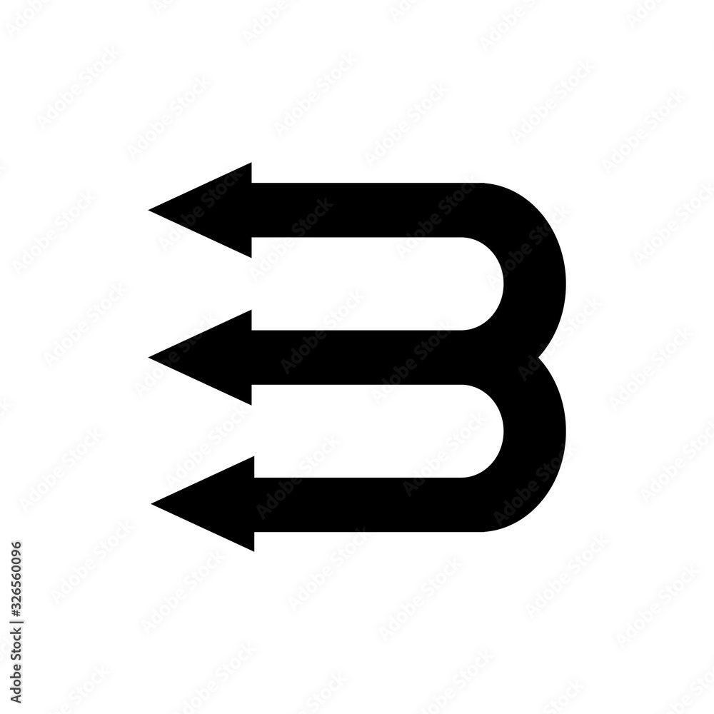 Number 3 or B letter with Arrow logo design vector