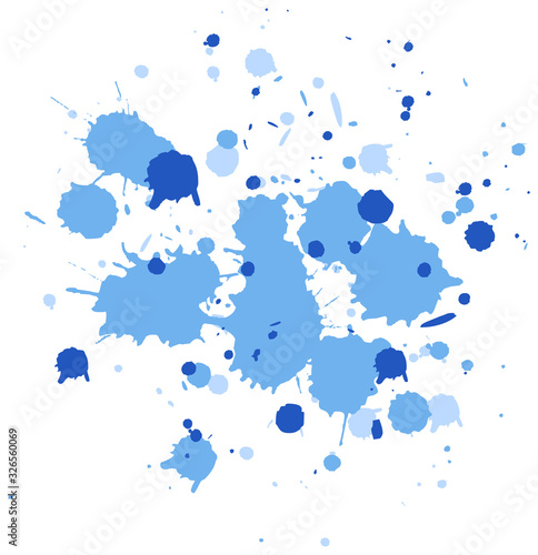 Watercolor splash in blue on white background