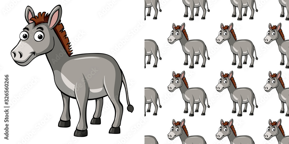Obraz premium Seamless background design with gray donkey
