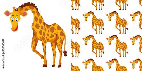 Seamless background design with cute giraffes
