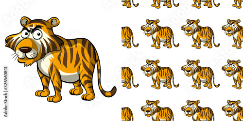 Seamless background design with angry tiger