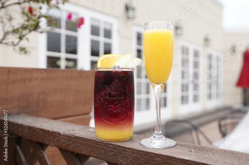 Sangria and mimosa summer fresh drinks 