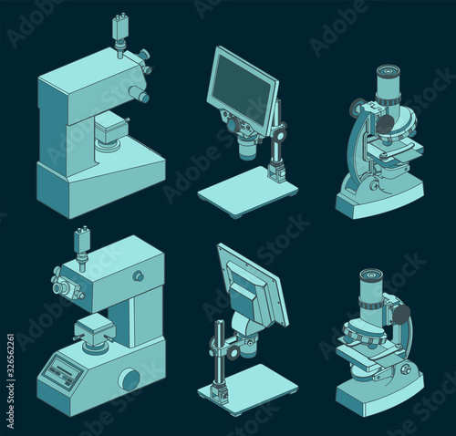 Microscopes mini set illustrations