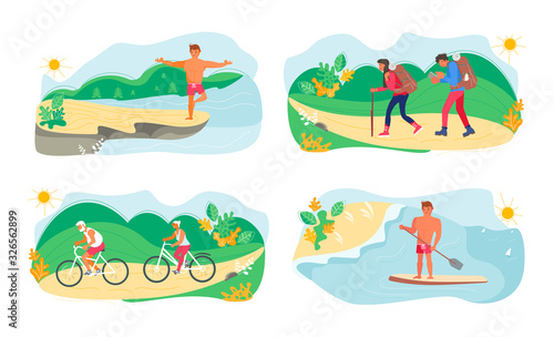 Set of Summer performing various activities