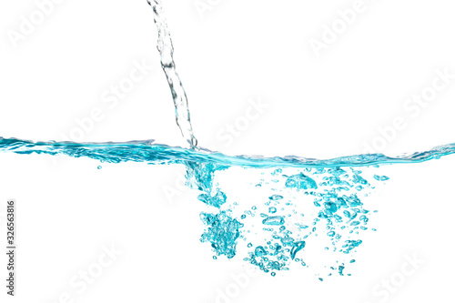 Water with water waves and bubbles separately on a white background