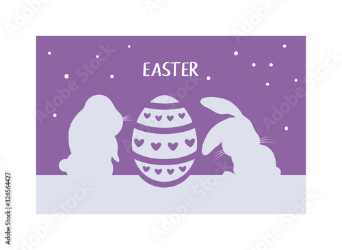 card greeting with rabbits and easter egg