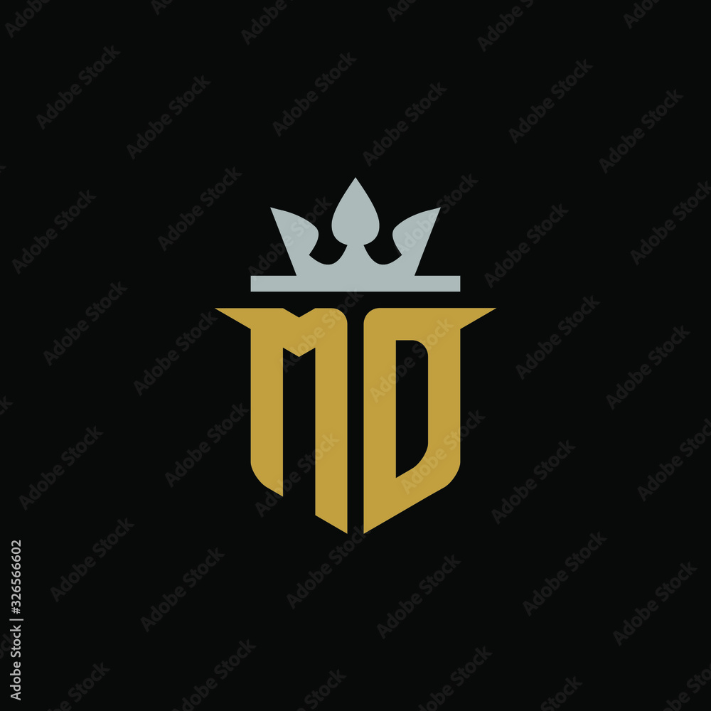 Initial Letter MD with Shield King Logo Design Initial Letter MD with Shield King Logo Design