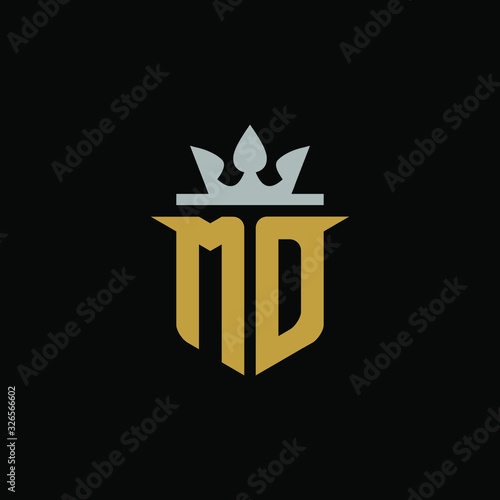 Initial Letter MD with Shield King Logo Design