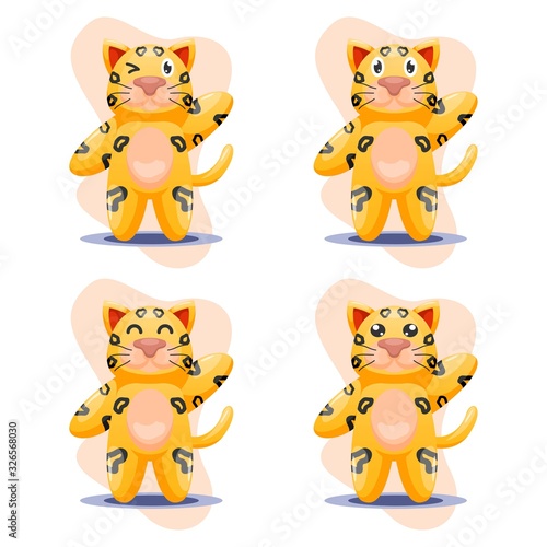 cute leopard mascot cartoon vector