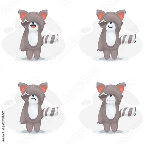 cute raccoon mascot cartoon vector