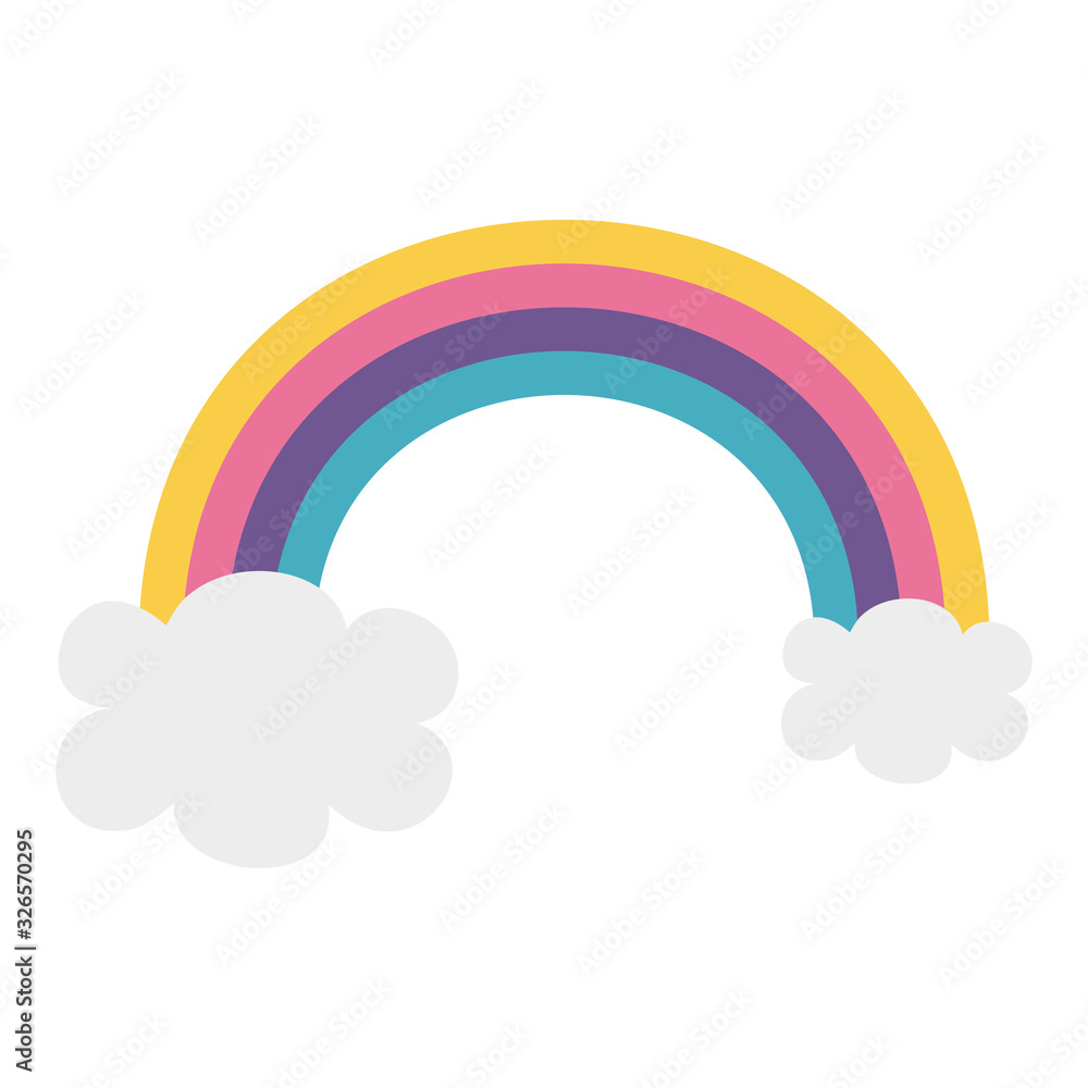 cute rainbow with clouds isolated icon vector illustration design
