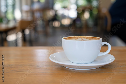 Latte Art in a white coffee cup