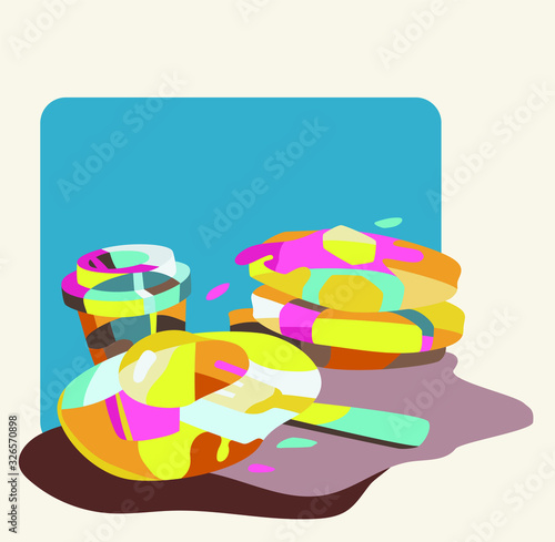 Morning American Breakfast in Cubism style