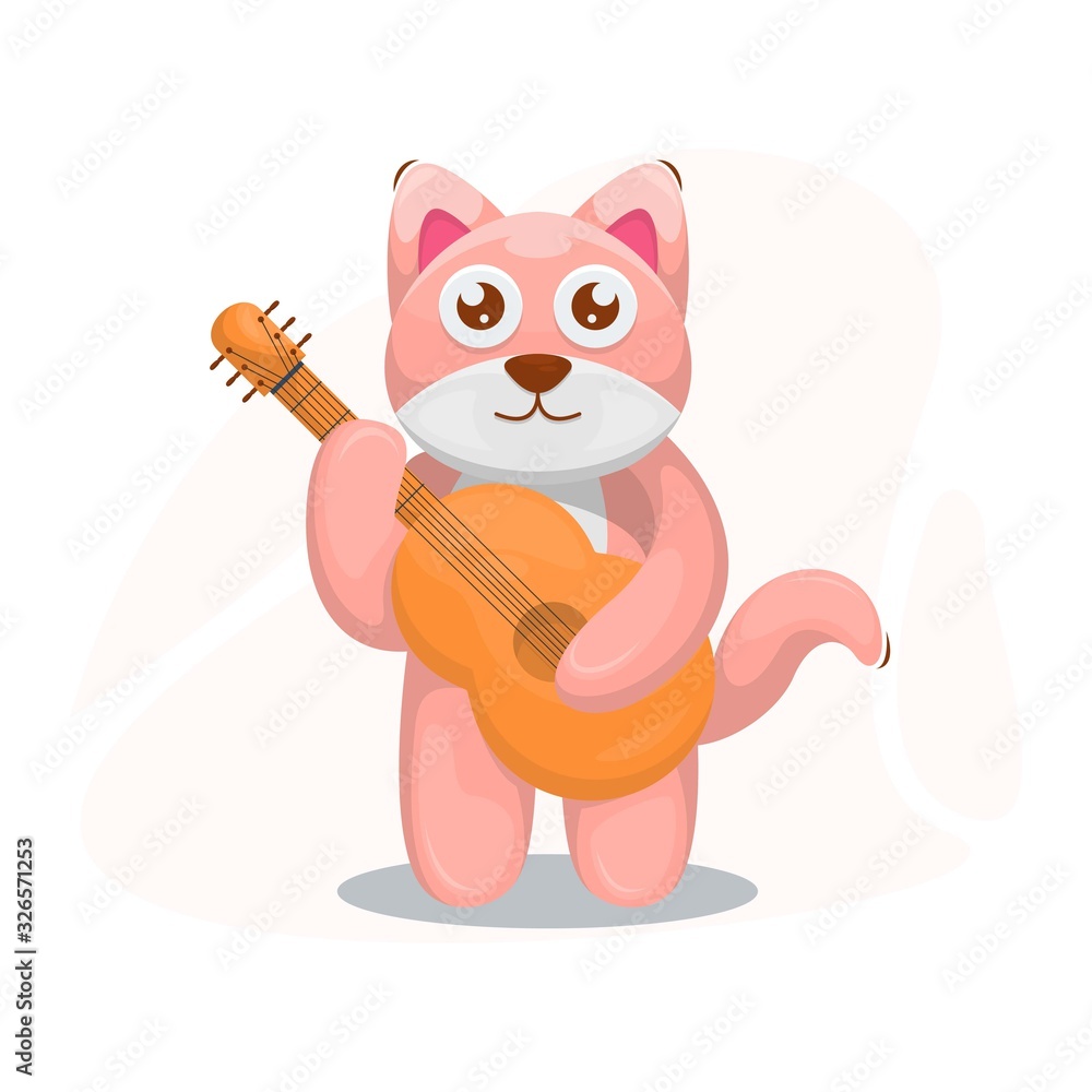 Fototapeta premium cute dog play guitar cartoon vector