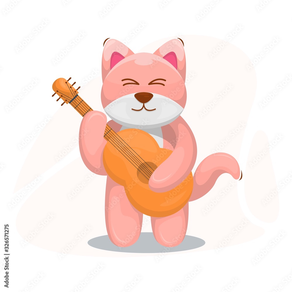 Fototapeta premium cute dog play guitar cartoon vector