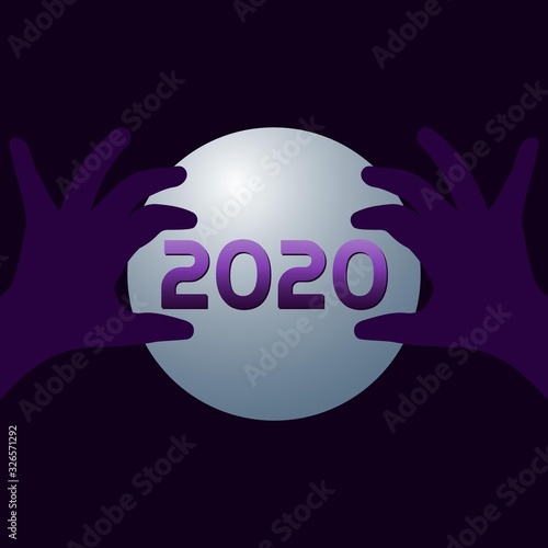 Ask the fortune teller for 2020 reading. vector illustration