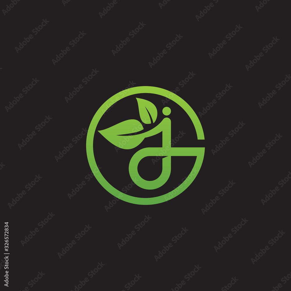 Simple letter J with leaf logo design vector Simple letter J with leaf logo design vector