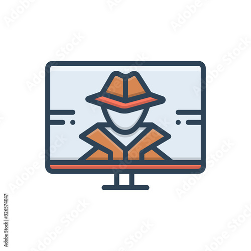 Color illustration icon for hacker 