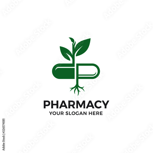 Pharmacy nature logo vector