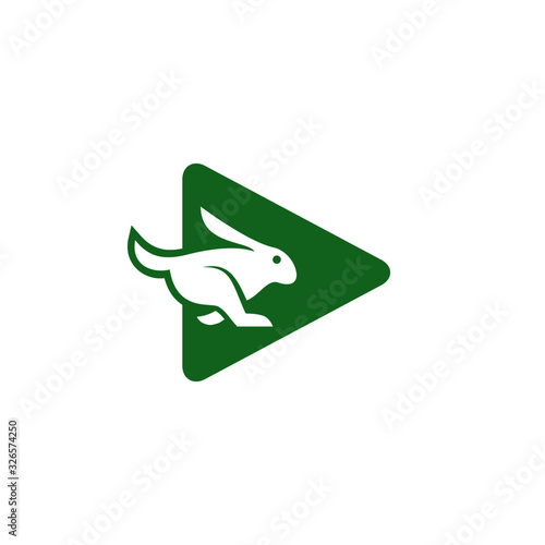 Rabbit media player logo vector