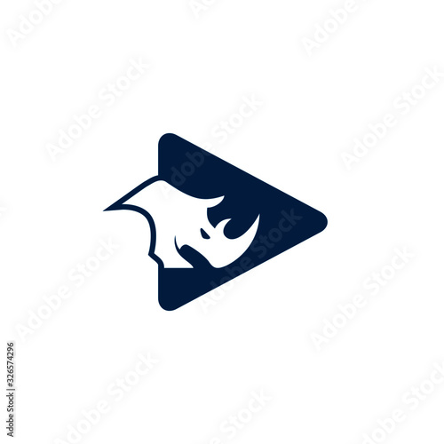 Rhino media player logo vector