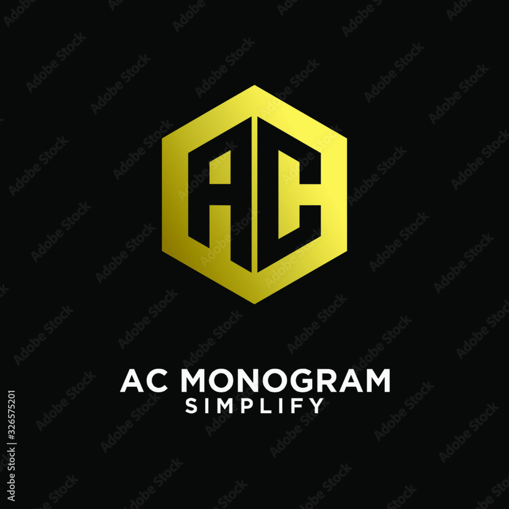 gold luxury ac, ca, a c initial monogram hexagon letter logo design with black background gold luxury ac, ca, a c initial monogram hexagon letter logo design with black background