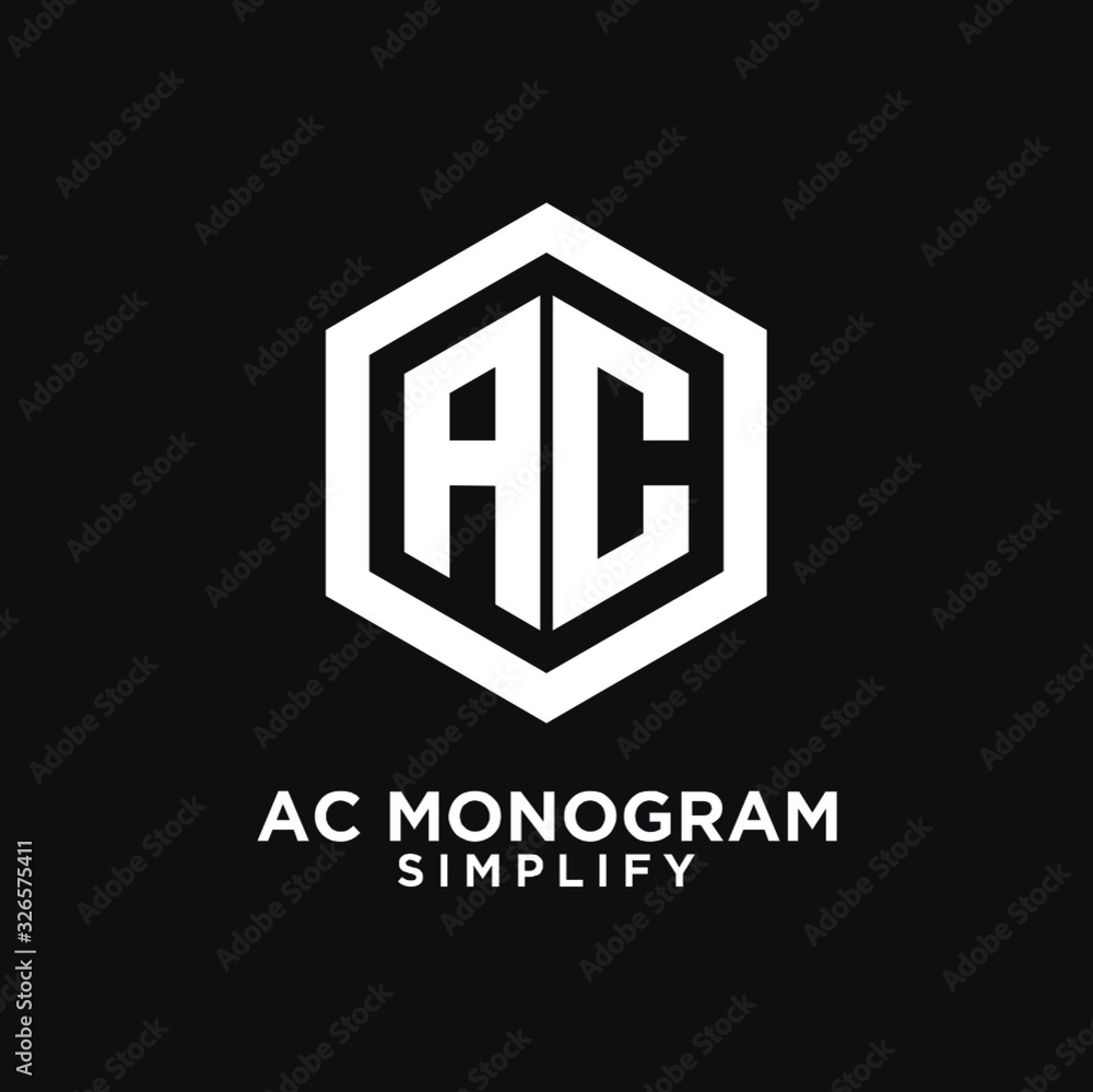 black ac, ca, a c initial monogram hexagon letter logo design with dark background black ac, ca, a c initial monogram hexagon letter logo design with dark background