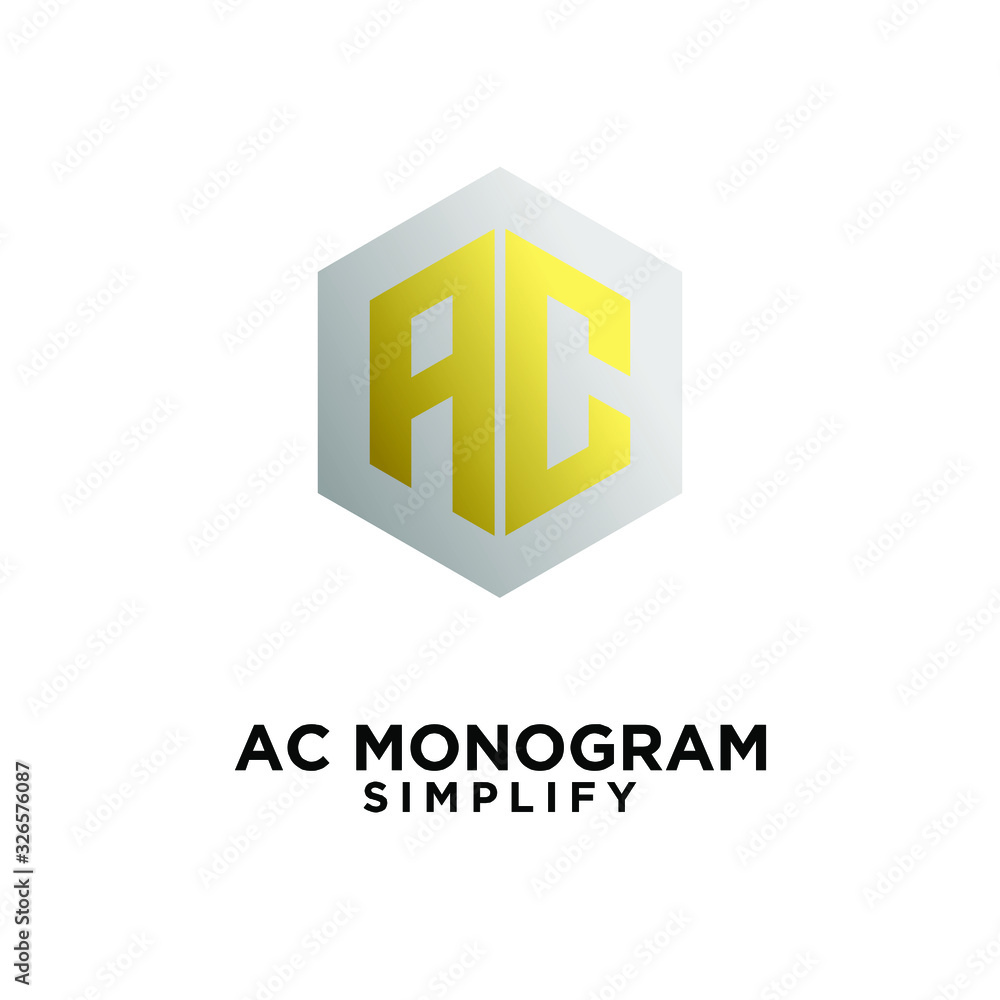 luxury ac, ca, a c initial monogram hexagon letter gold silver logo design with white background luxury ac, ca, a c initial monogram hexagon letter gold silver logo design with white background