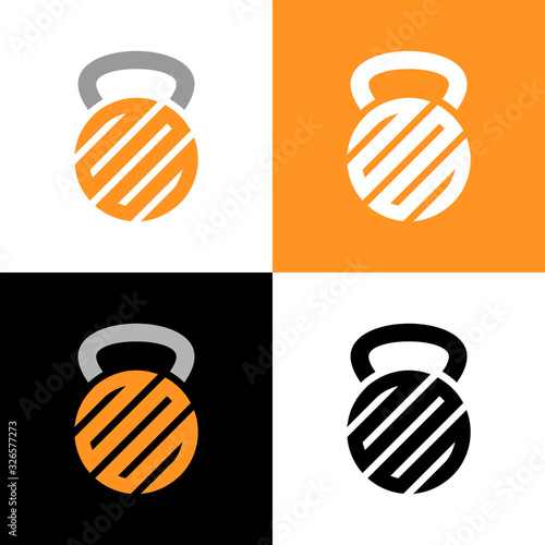 Abstract kettlebell logo design element, gym and fitness club symbol, gym weights kettlebells icon