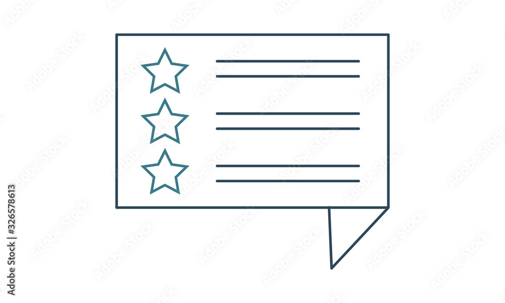 Good review rating icon with stars for feedback and customer satisfaction Good review rating icon with stars for feedback and customer satisfaction