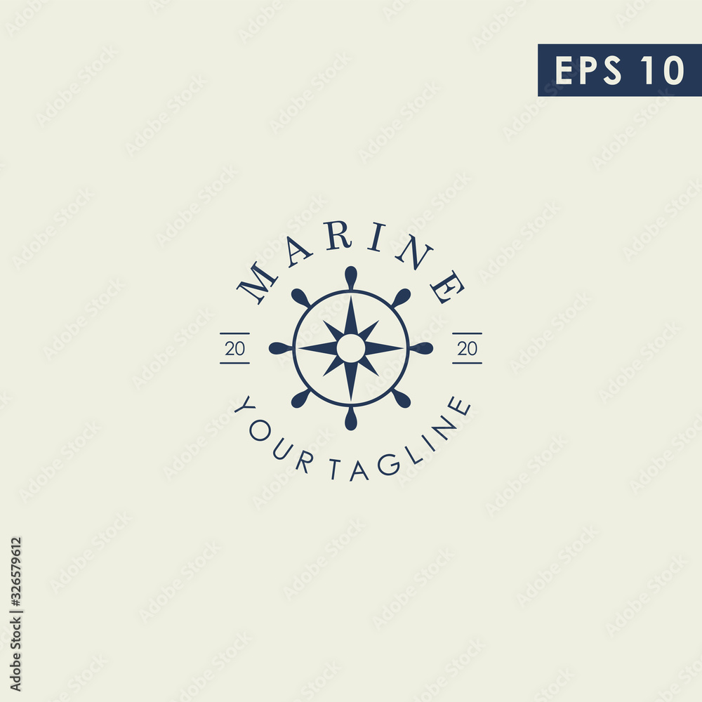 Marine Modern Logo Design With Wind Direction Vector Template Marine Modern Logo Design With Wind Direction Vector Template
