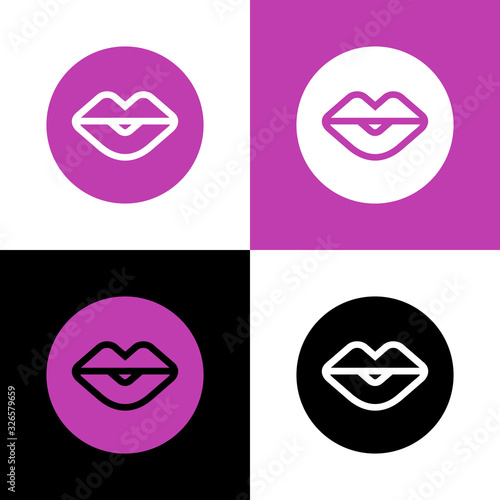 Human lips icon, line art style, mouth symbol